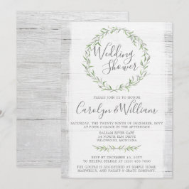 Invitación a la ducha de la boda de Wreath verde d