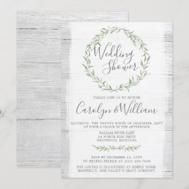 Invitación a la ducha de la boda de Wreath verde d