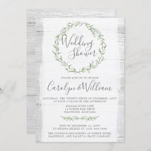 Invitación a la ducha de la boda de Wreath verde d
