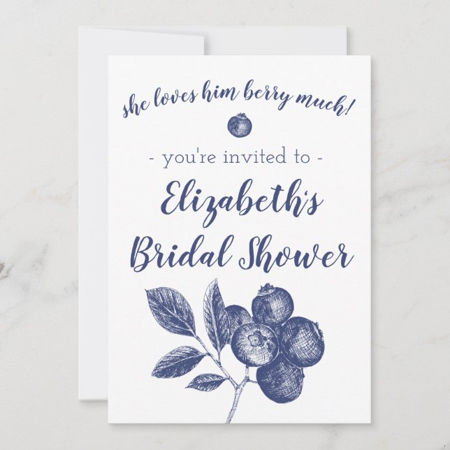 Invitación a la ducha de la boda del arándano azul (Anverso)