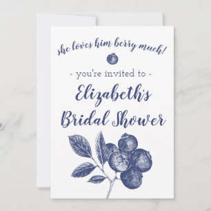 Invitación a la ducha de la boda del arándano azul