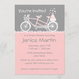 Invitación a la ducha de la boda en bicicleta tánd
