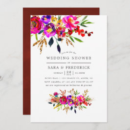 Invitación a la ducha de la boda floral acuarela