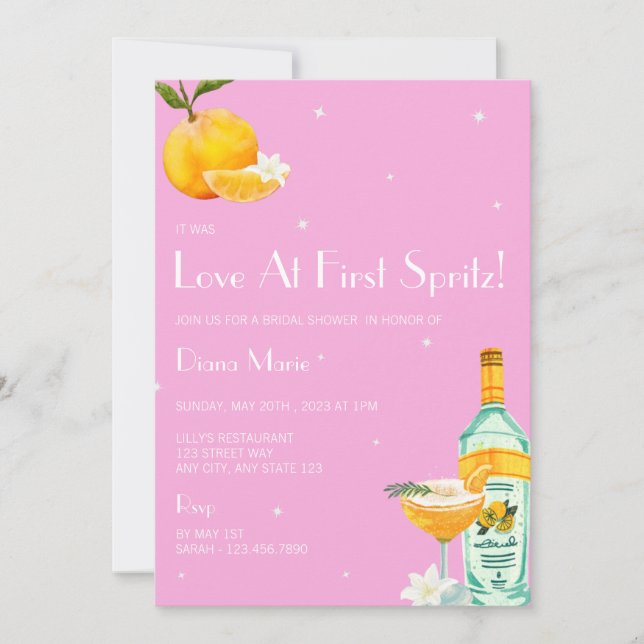 Invitación a la ducha de la brida de Aperol Spritz (Anverso)
