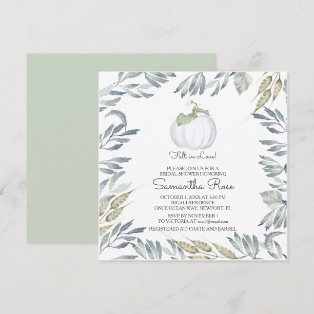 Invitación a la ducha de la BRIDAL de calabaza bla (Anverso / Reverso)