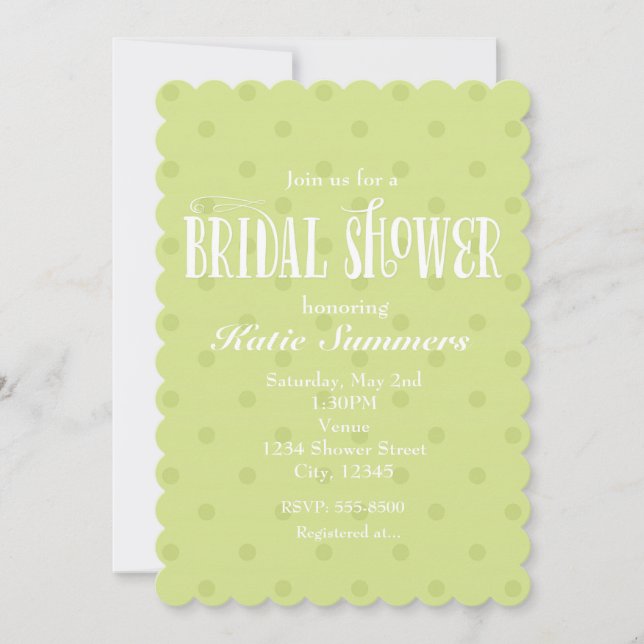 Invitación a la ducha de la BRIDAL de Polka Verde (Anverso)