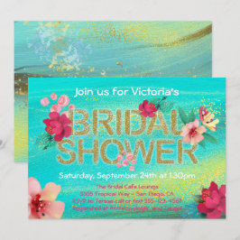 Invitación a la ducha de la brisa dorada tropical