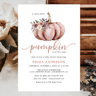 Invitación a la ducha de la calabaza infantil rust