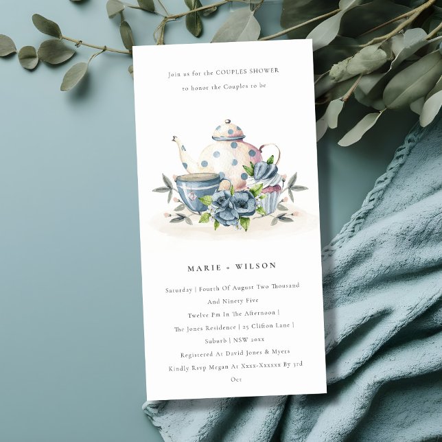 Invitación a la ducha de la Copa Aqua Blue Floral  (Subido por el creador)
