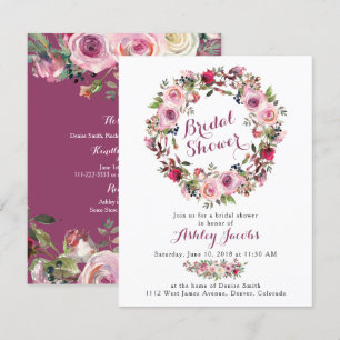 Invitación a la ducha de la corona rosa rosa morad