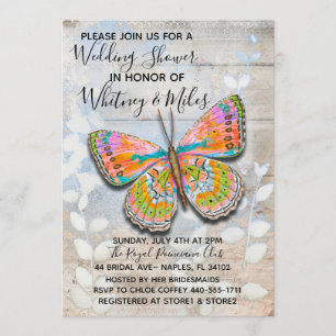 Invitación a la ducha de la ducha de mariposa de p