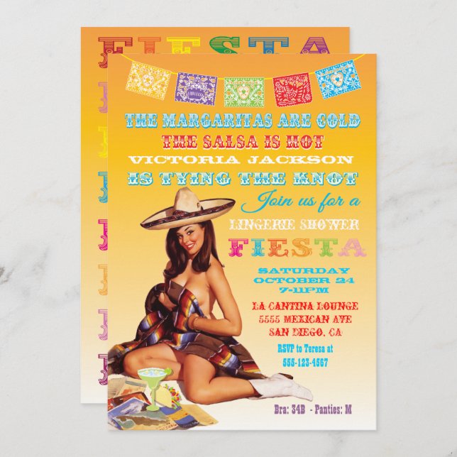 Invitación a la ducha de la Fiesta Lingerie mexica (Anverso / Reverso)