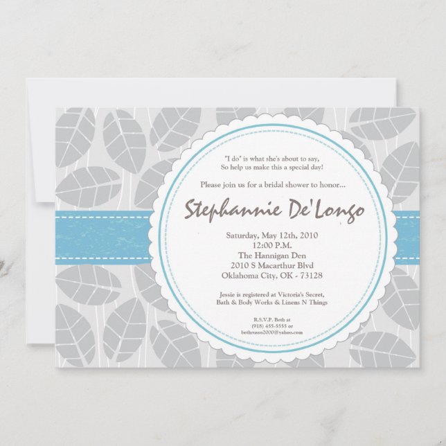 Invitación a la ducha de la hoja de ligamento azul (Anverso)