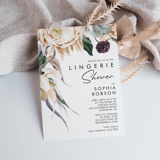 Invitación a la ducha de la lencería floral blanca (Subido por el creador)