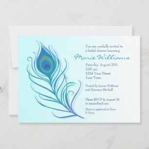 Invitación a la ducha de la luna de la pluma Verde