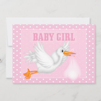 Invitación a la ducha de la niña de la cigüeña