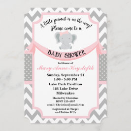 Invitación a la ducha de la niña gris rosa persona