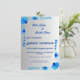 Invitación a la ducha de la novia azul dulce y cap