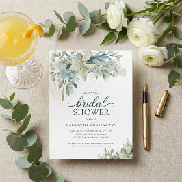Invitación a la ducha de la novia azul verde Eucal