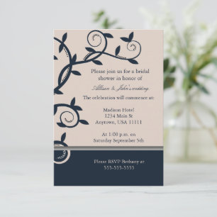 Invitación a la ducha de la novia Blue Leafy
