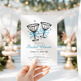 Invitación a la ducha de la novia con champán azul