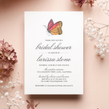 Invitación a la ducha de la novia con mariposa acu