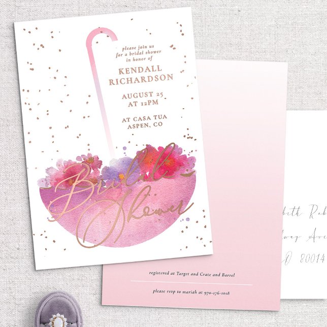 Invitación a la ducha de la novia con paraguas flo (Subido por el creador)