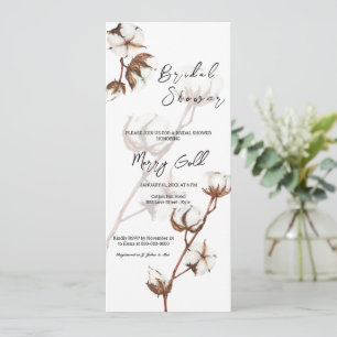 Invitación a la ducha de la novia de algodón de co