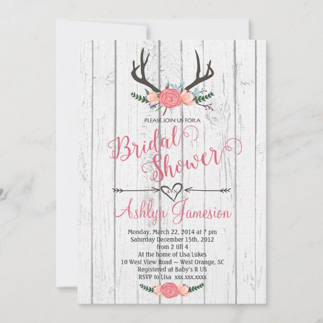 Invitación a la ducha de la novia de Deer Antler e (Anverso)