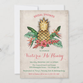 Invitación a la ducha de la novia de la piña dorad