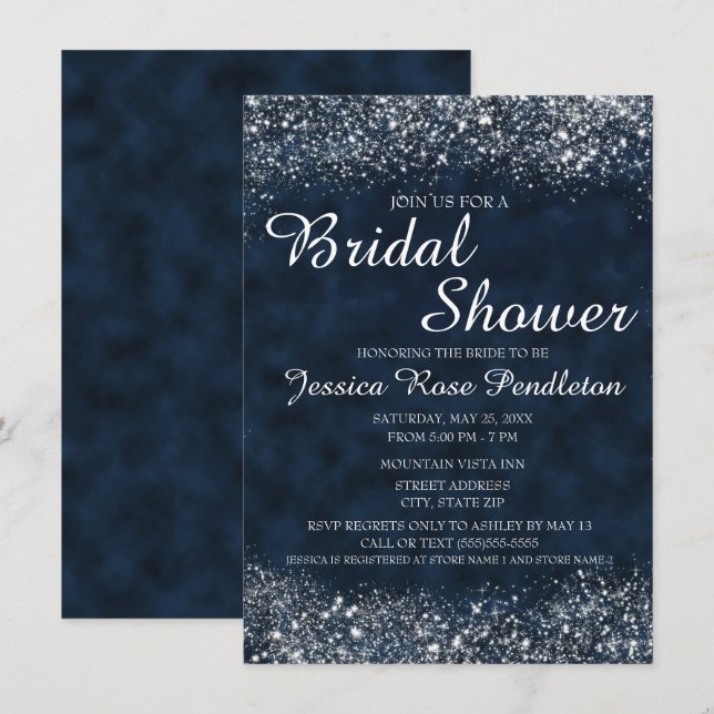 Invitación a la ducha de la novia del Stardust Blu (Anverso / Reverso)