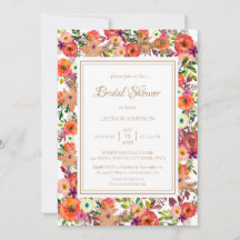 Invitación a la ducha de la novia floral acuática