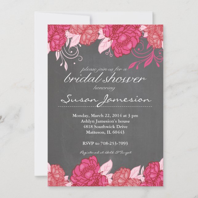 Invitación a la ducha de la novia floral color de  (Anverso)