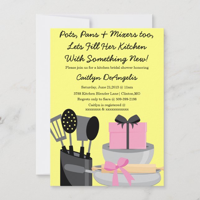 Invitación a la ducha de la novia gadget de cocina (Anverso)