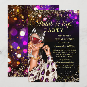 Invitación a la ducha de la novia paint and Sip