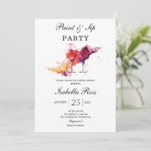Invitación a la ducha de la novia paint and Sip