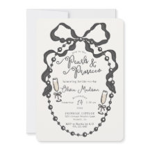 Invitación a la ducha de la novia Pearls & Prosecc