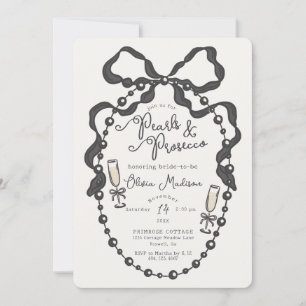 Invitación a la ducha de la novia Pearls & Prosecc