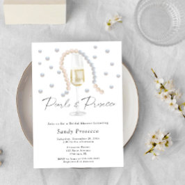 Invitación a la ducha de la novia Pearls & Prosecc