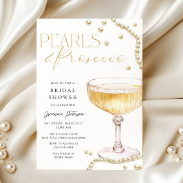 Invitación a la ducha de la novia Pearls & Prosecc