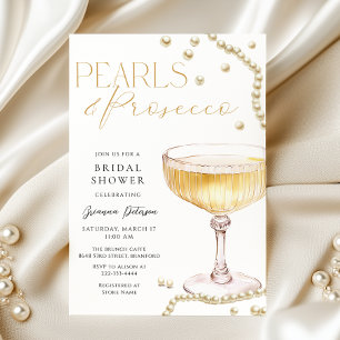 Invitación a la ducha de la novia Pearls & Prosecc