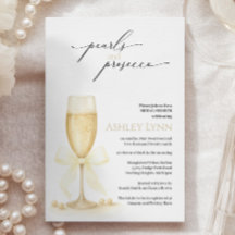 Invitación a la ducha de la novia Pearls & Prosecc