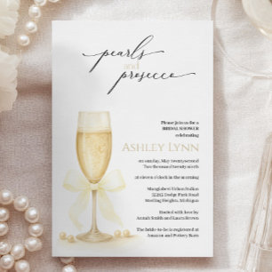 Invitación a la ducha de la novia Pearls & Prosecc