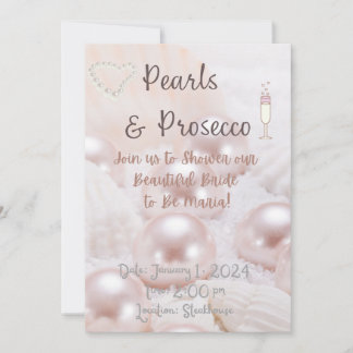 Invitación a la ducha de la novia Pearls & Prosecc