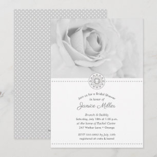 Invitación a la ducha de la novia rosa blanca y ne