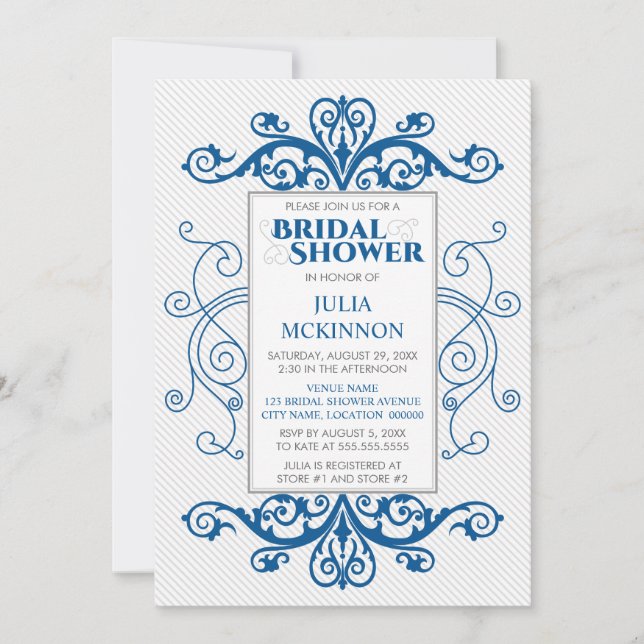 Invitación a la ducha de la novia Royal Blue Vinta (Anverso)