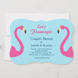 Invitación a la ducha de la pareja Blue Flamingo B