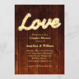 Invitación a la ducha de la pareja con luces de ma