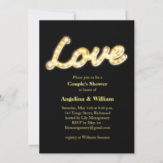 Invitación a la ducha de la pareja con luces de ma