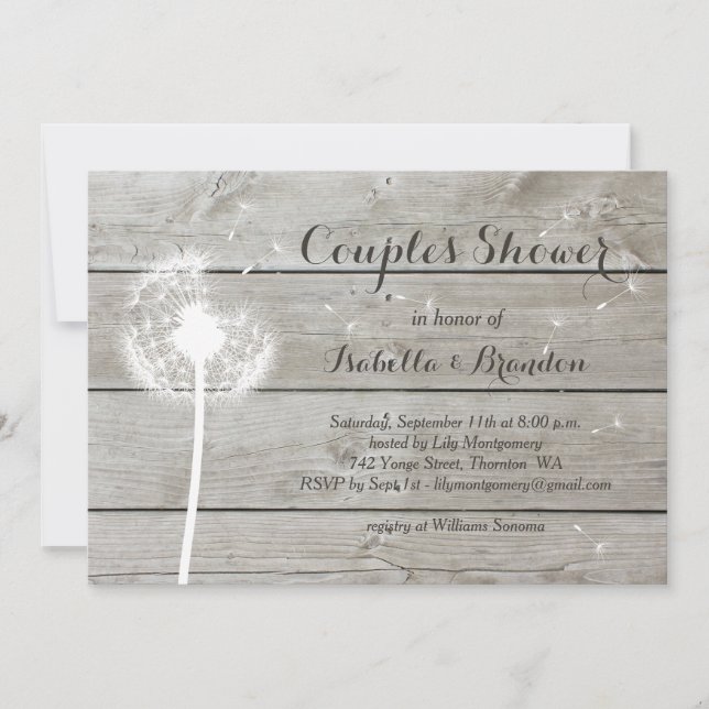 Invitación a la ducha de la pareja con placa de gr (Anverso)
